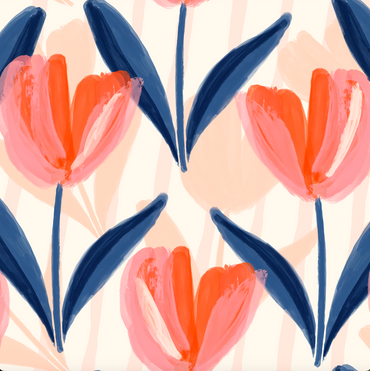 Bright Tulips peel and stick wallpaper pattern detail