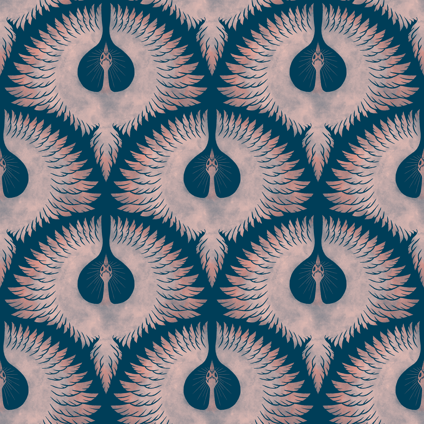 Soaring Birds in Navy Wallpaper