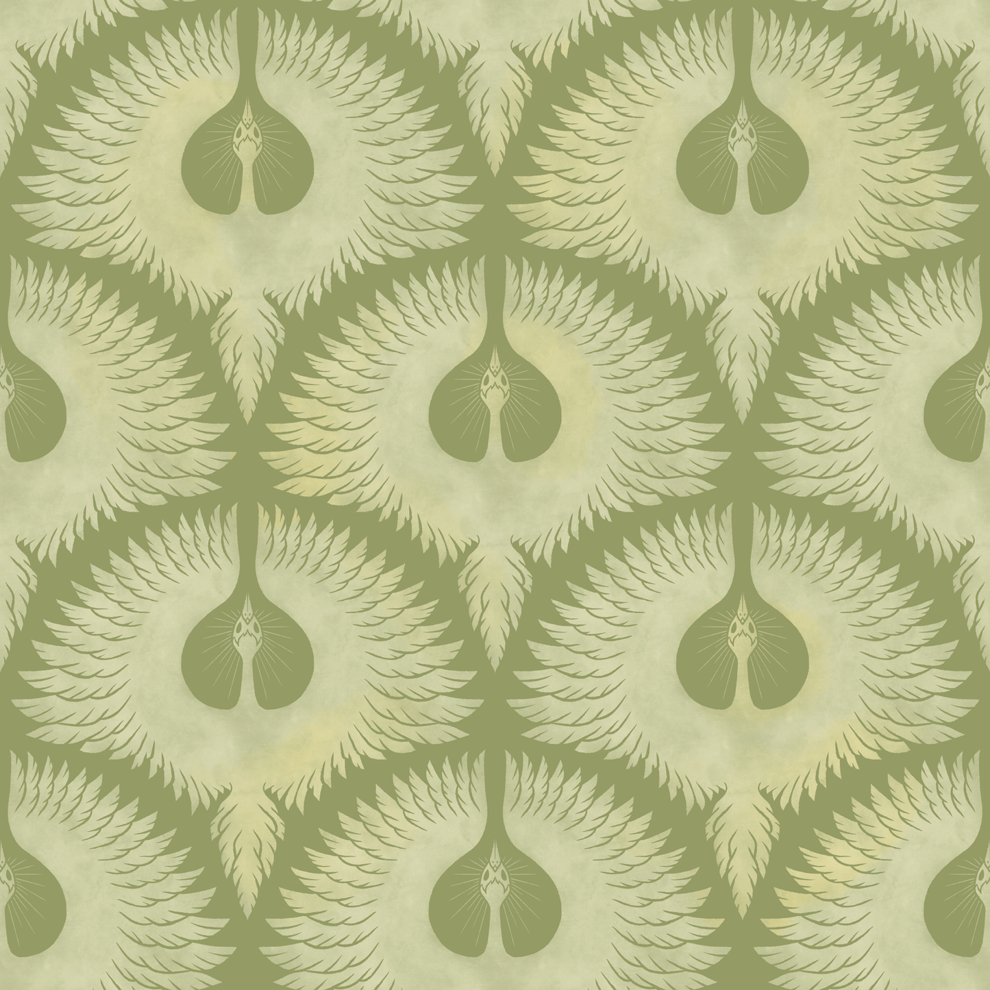 Soaring Birds in Olive Wallpaper