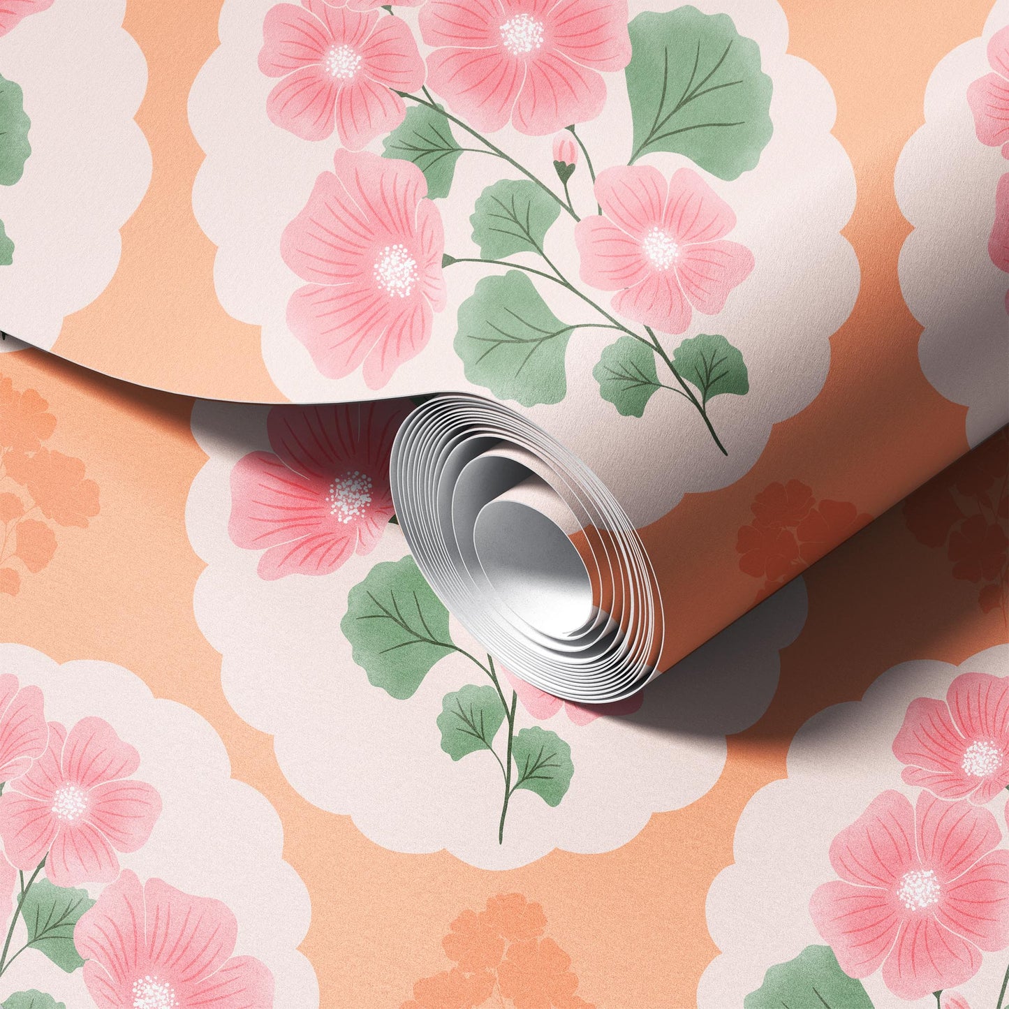 Spanish Flower peel and stick wallpaper room mockup
