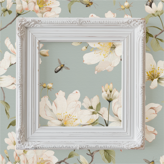 Spring Blossom Teal Wallpaper