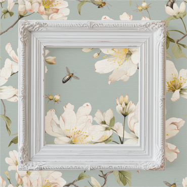 Spring Blossom Teal peel and stick wallpaper room mockup