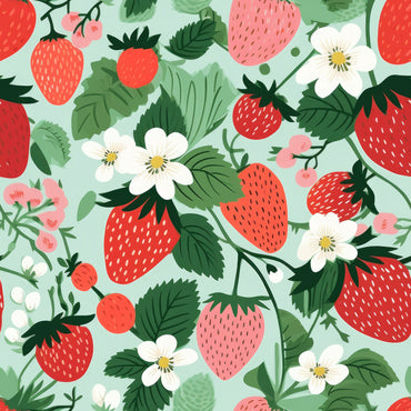 Strawberry Patch peel and stick wallpaper pattern detail