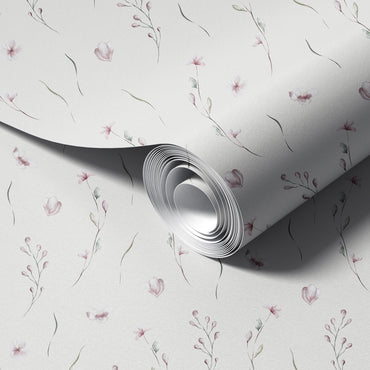 Subtle Blush Floral peel and stick wallpaper room mockup