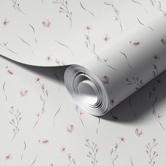 Subtle Blush Floral peel and stick wallpaper room mockup