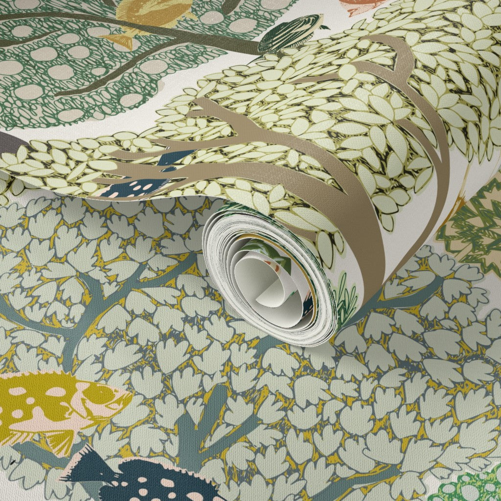 Swim in the Woods Light peel and stick wallpaper pattern swatch