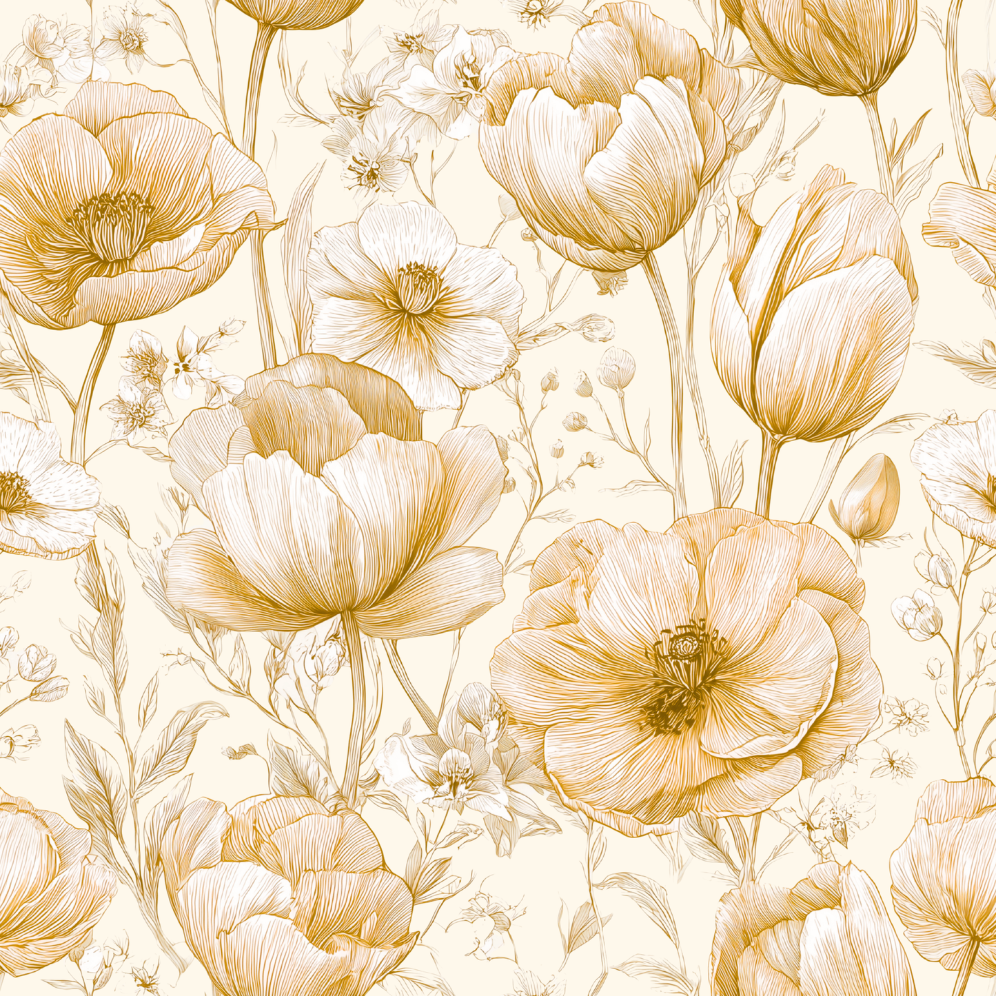 Toile Spring Tulip Garden Peel and Stick Wallpaper Sample