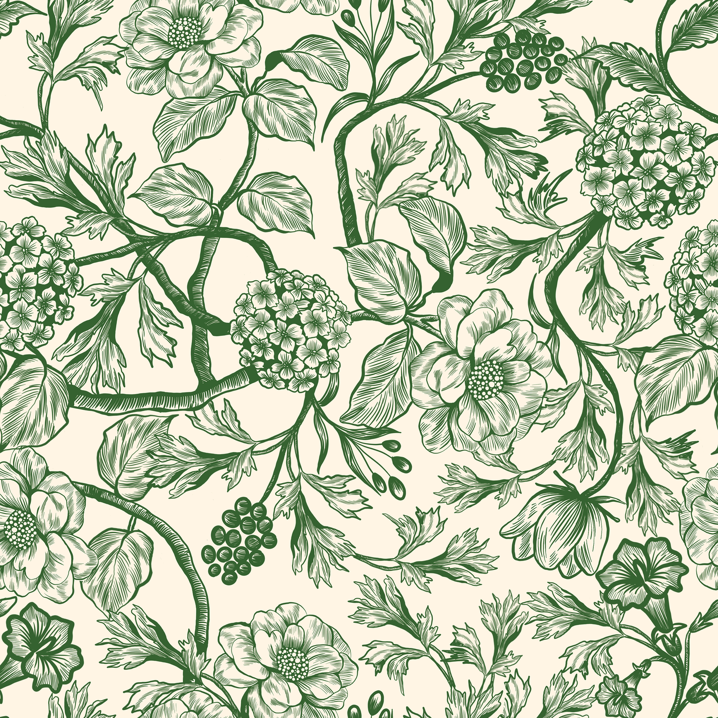 Toile Style Vintage Floral Peel and Stick Wallpaper