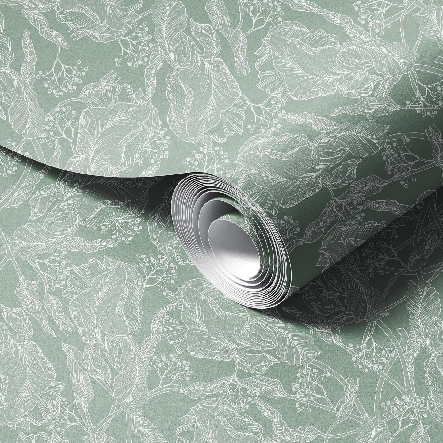 True Classic Green peel and stick wallpaper room mockup