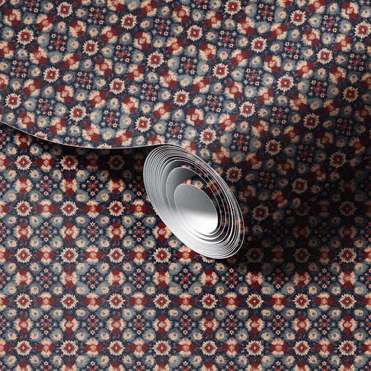 Velvet Wine peel and stick wallpaper room mockup