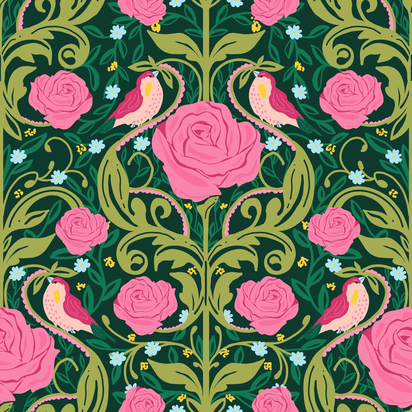 Victorian Rose Garden Peel and Stick Wallpaper