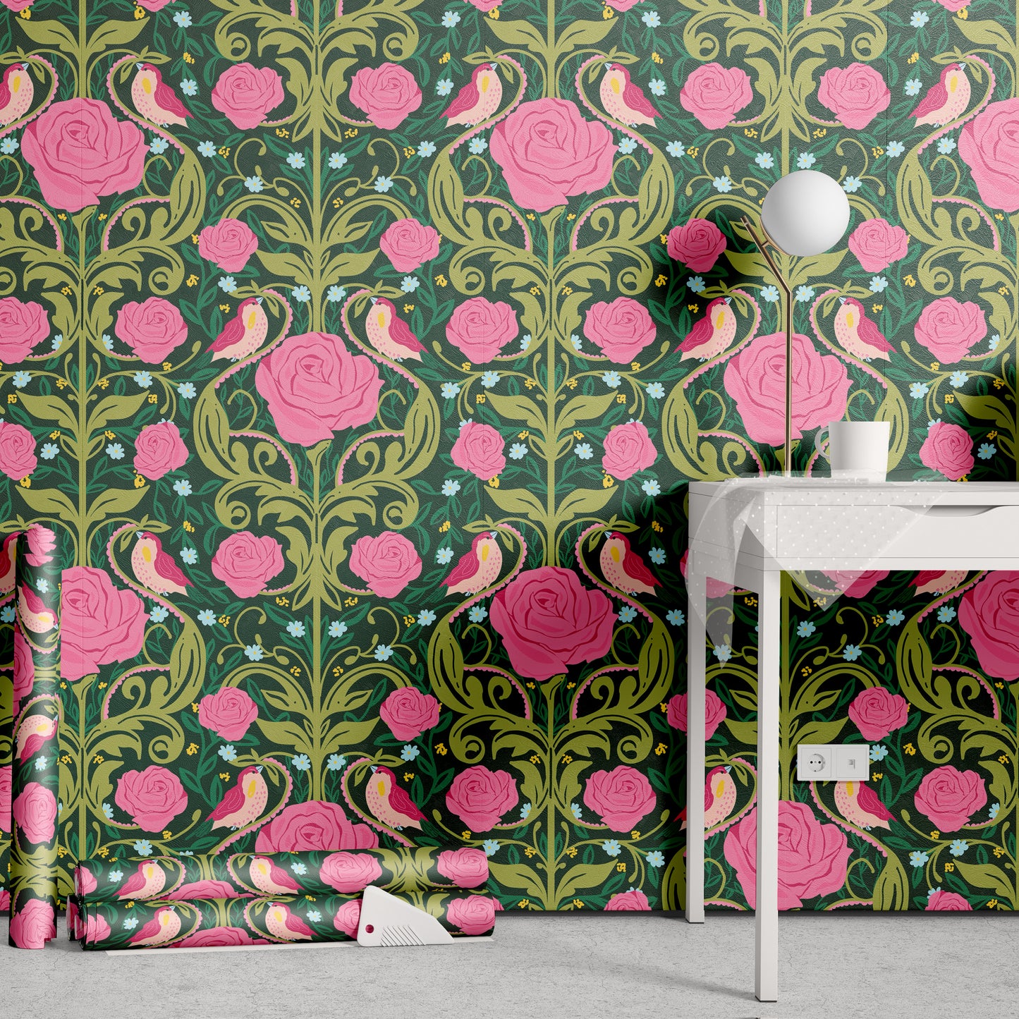 Victorian Rose Garden Peel and Stick Wallpaper