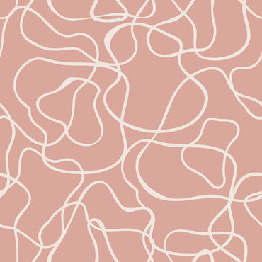White line art pattern on a pink background