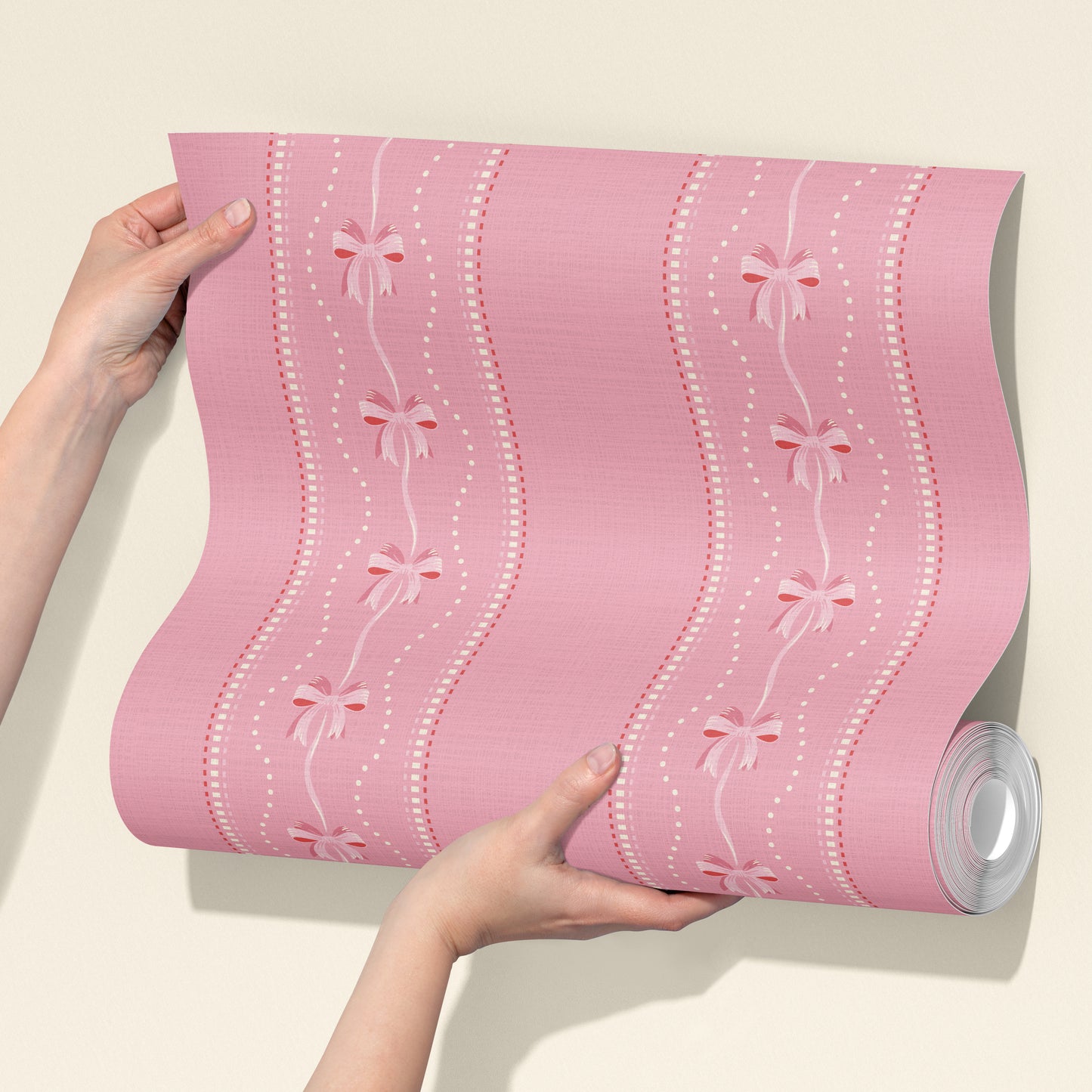 Preppy Bows in Pink Wallpaper