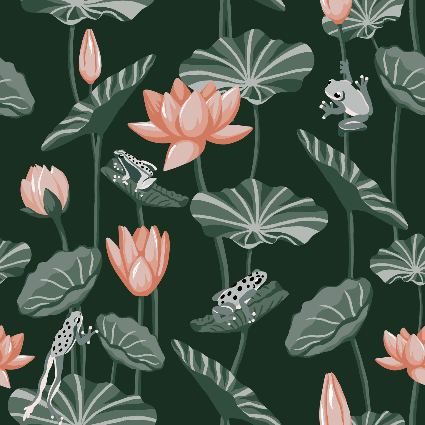 Water Lily Frog Pond Wallpaper