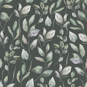 Watercolor Leaves Dark Green peel and stick wallpaper pattern detail