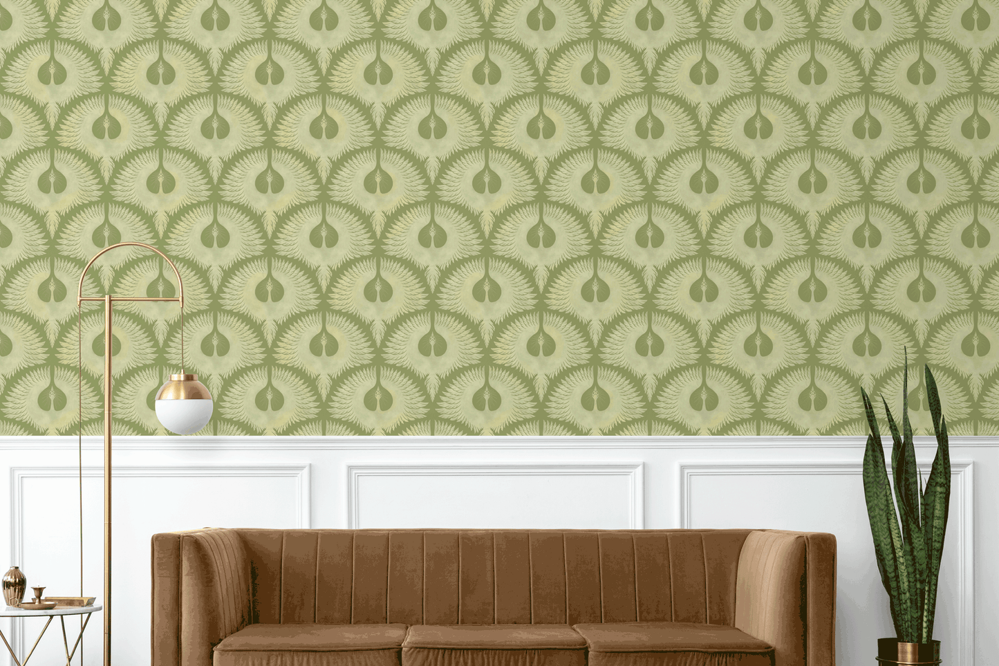 Soaring Birds in Olive Wallpaper