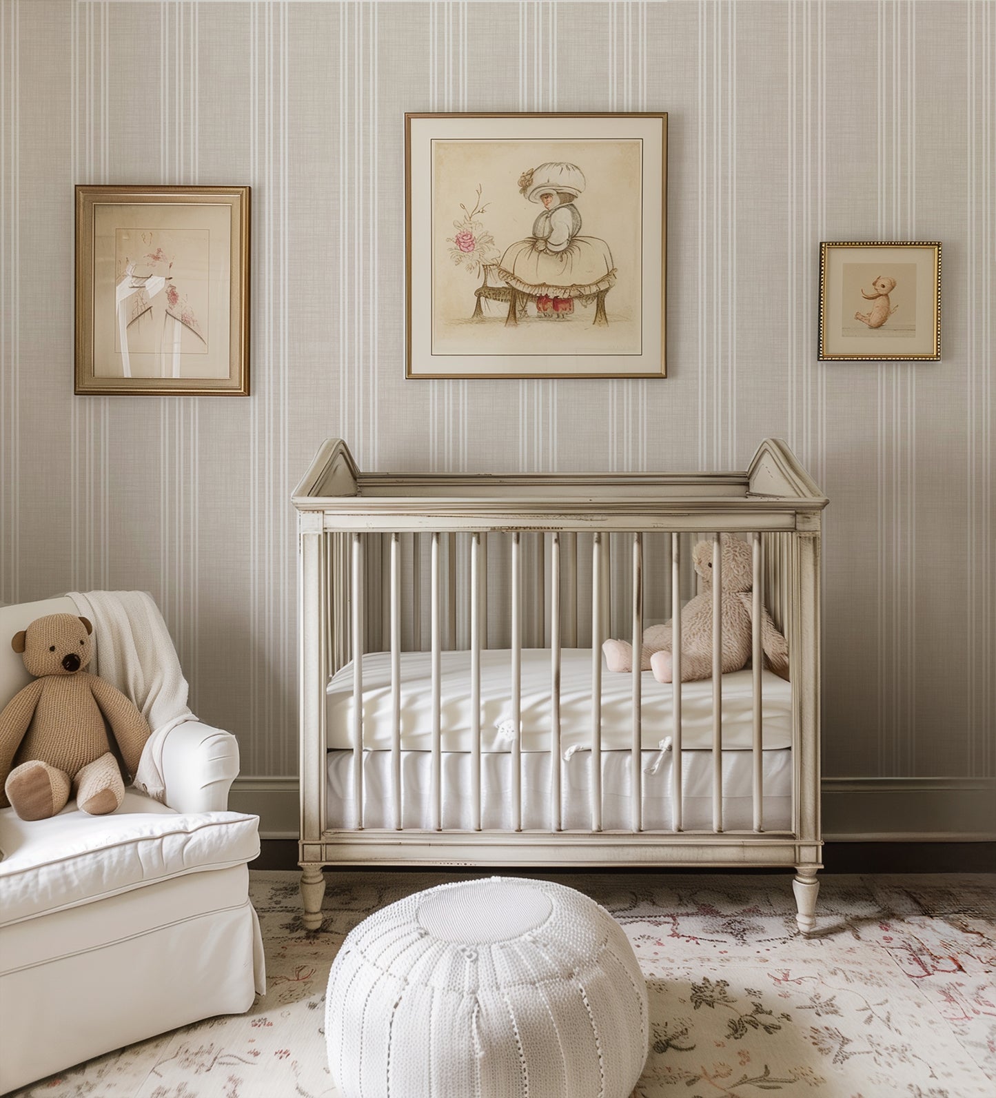 Modern Textured Vertical Stripes Triple