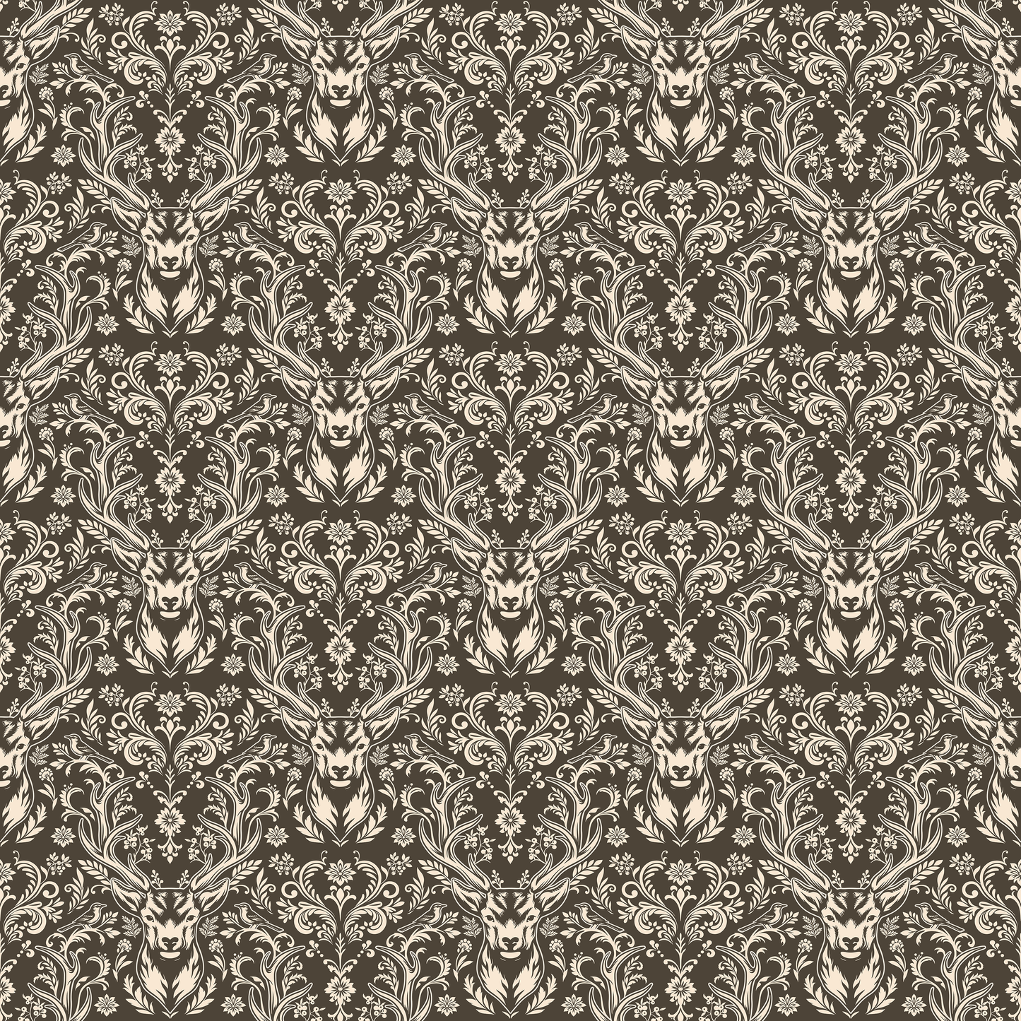 Woodland Damask Dark Peel and Stick Wallpaper