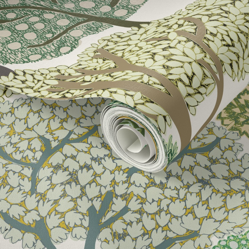 Woodland Light peel and stick wallpaper pattern swatch