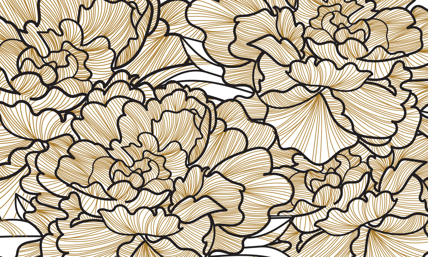 Art Deco Luxury Floral Line Pattern Wallpaper
