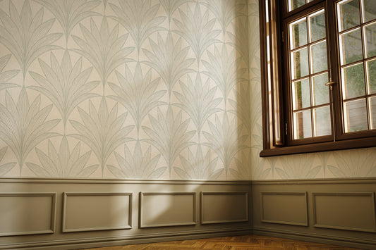 Art Deco Palm Leaves Peel and Stick Wallpaper - Art Deco, Scallops