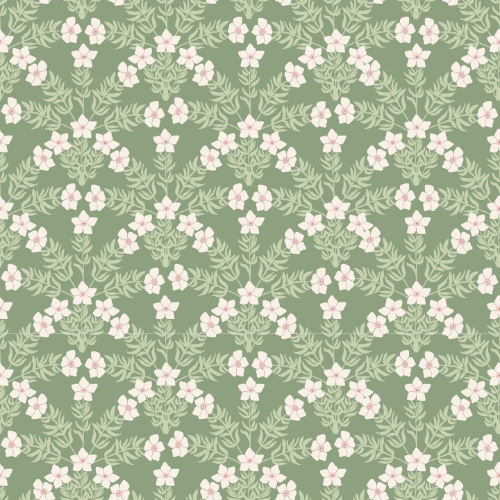 Art Nouveau Floral Scallop Wallpaper
