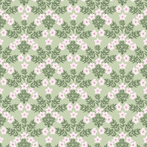 Art Nouveau Floral Scallop Wallpaper