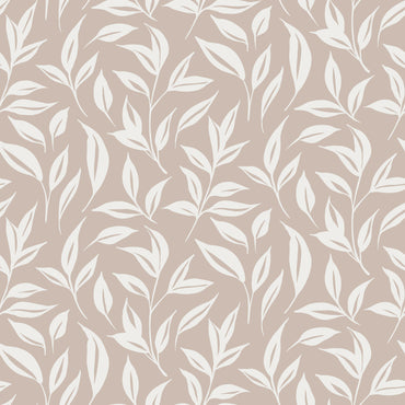 Beige Cream Climbing Leaves peel and stick wallpaper pattern detail