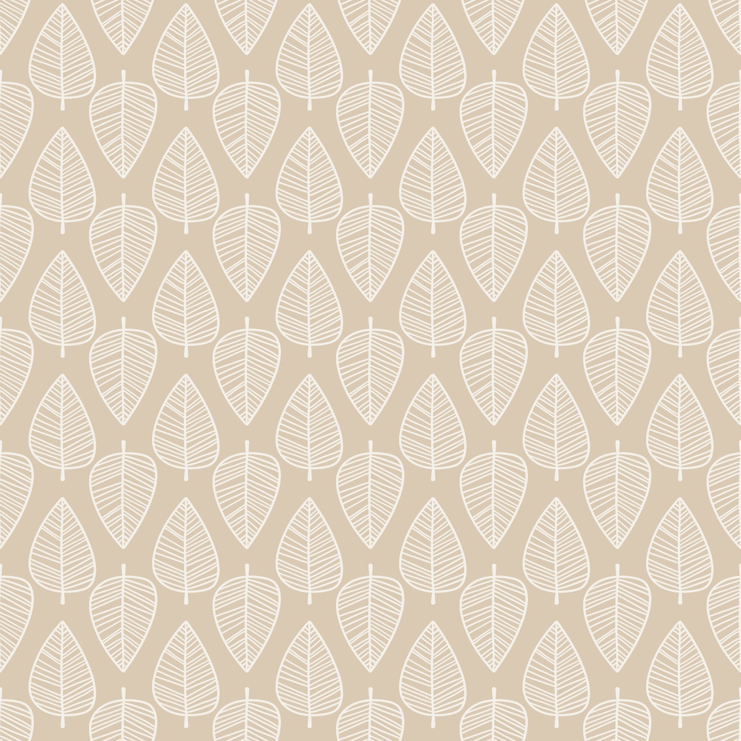 Beige Striped Leaves Wallpaper