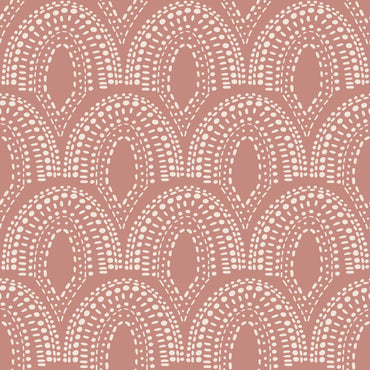 Bohemian Scallops Pink peel and stick wallpaper pattern detail