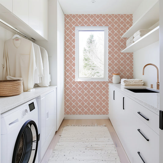 Boho Pink Trellis Wallpaper