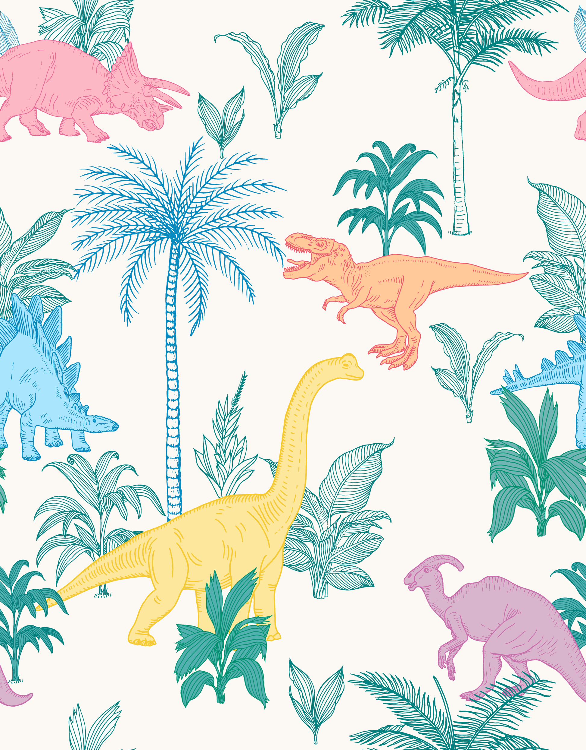 Colorful Dinosaurs Wallpaper.