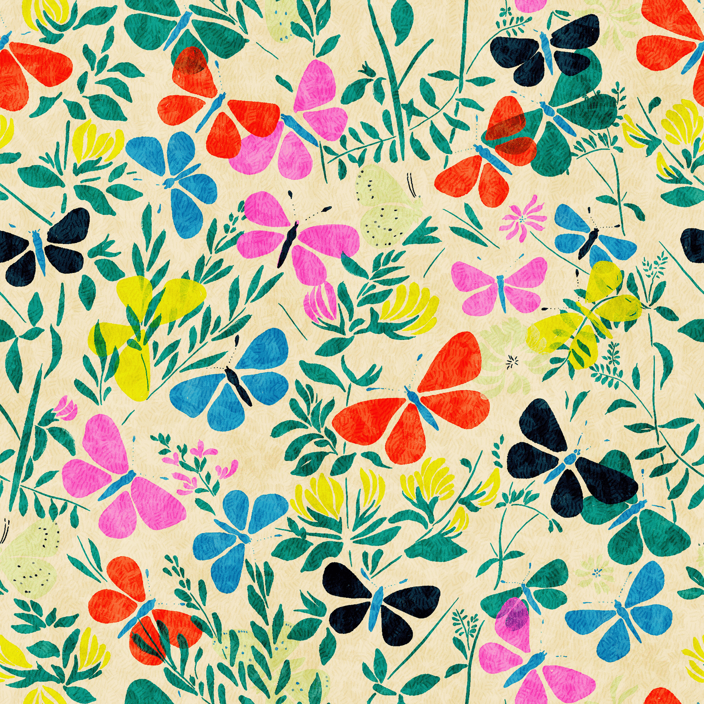 Butterflies Among Flowers Wallpaper