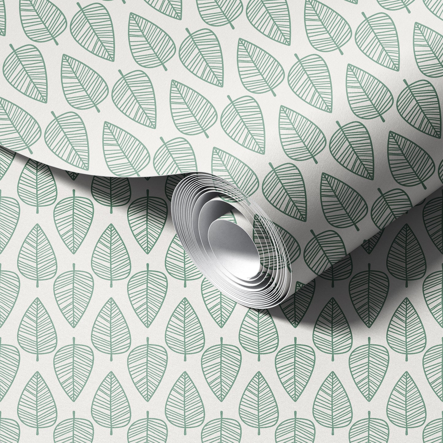Delicate Green Striped Leaves peel and stick wallpaper room mockup