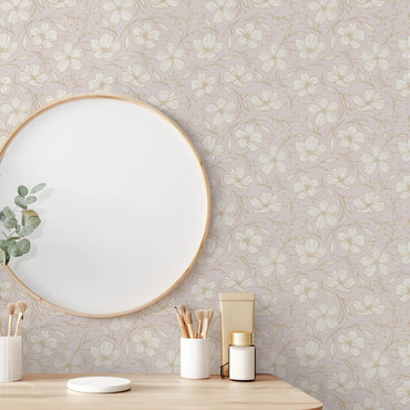 Delicate Line Drawn Floral Wallpaper