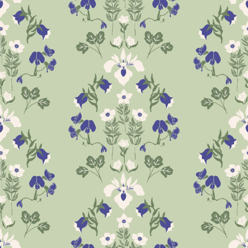 Floral Medallion Stripes Wallpaper