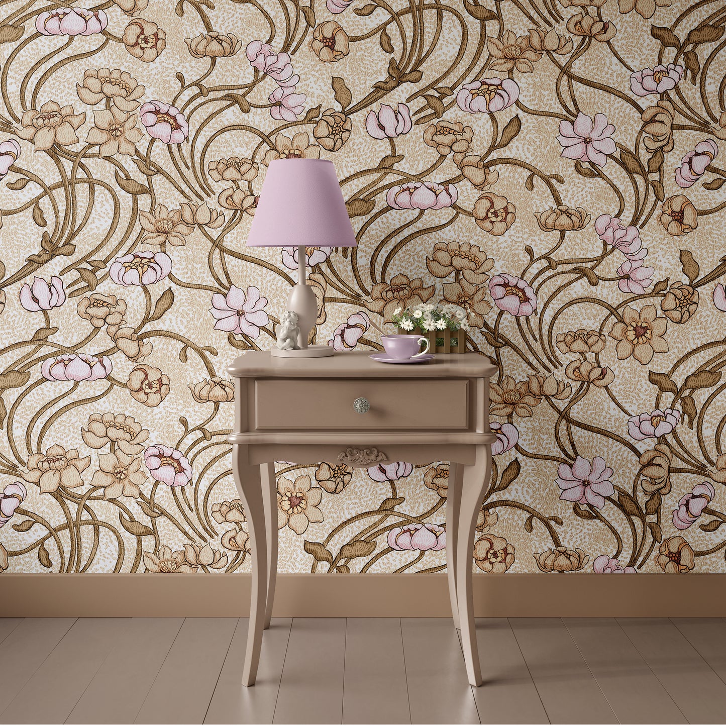 Antique Floral Nouveau Wallpaper