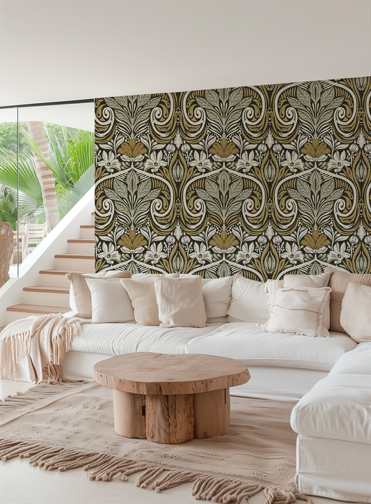 Floral Patio peel and stick wallpaper pattern detail