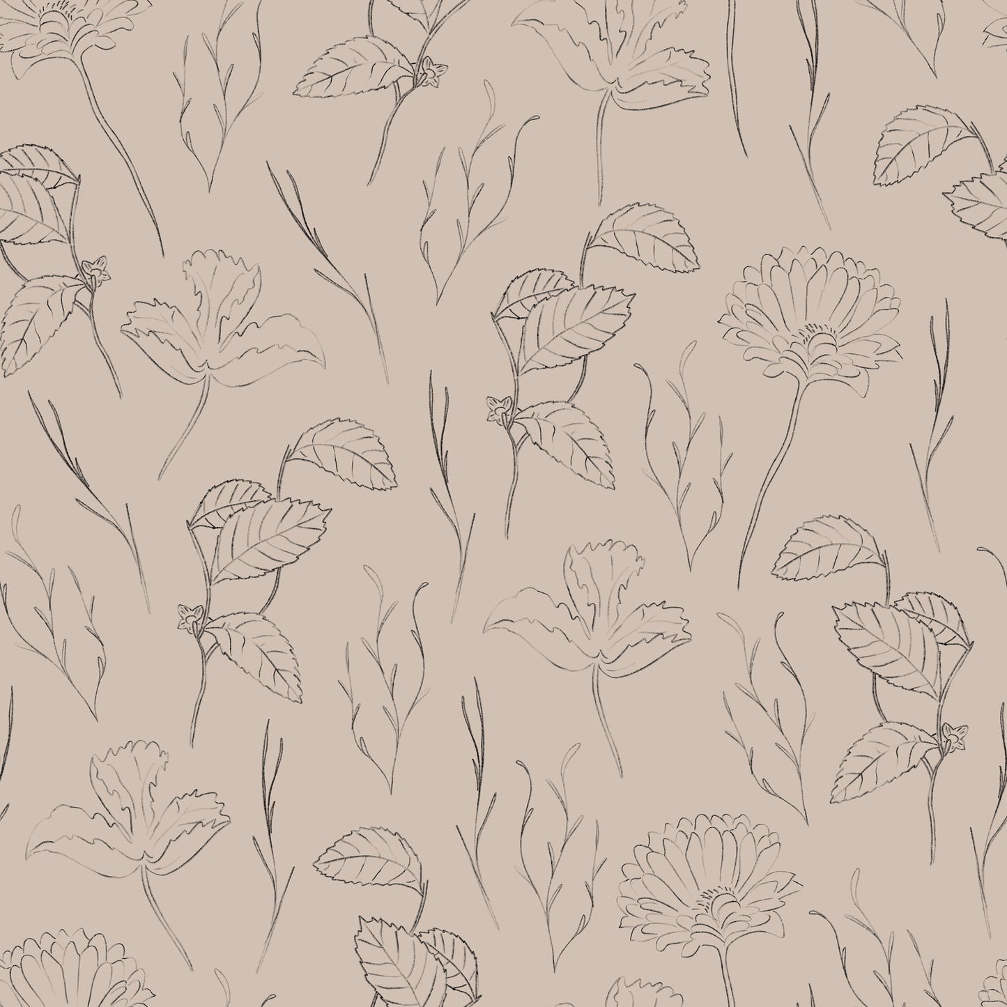 Floral Sketch Wallpaper