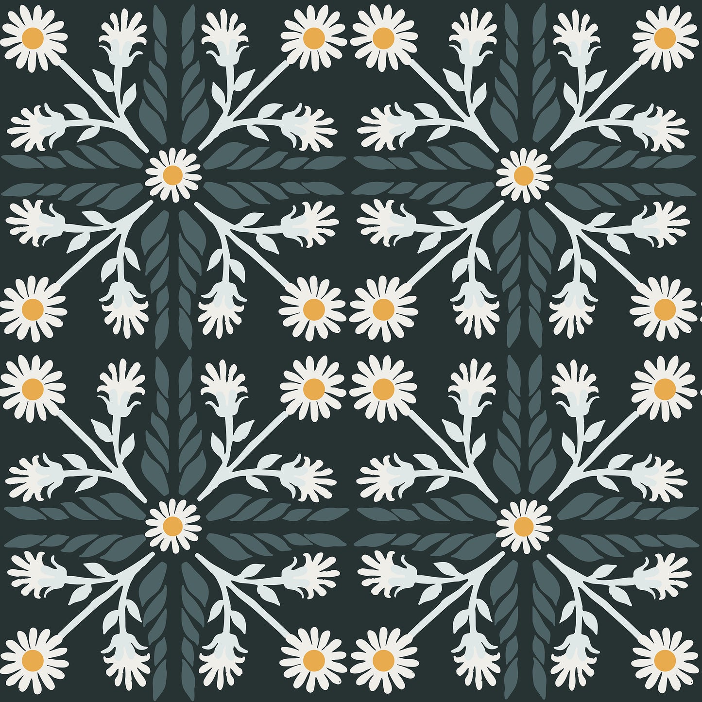 Geo Floral Tile Wallpaper
