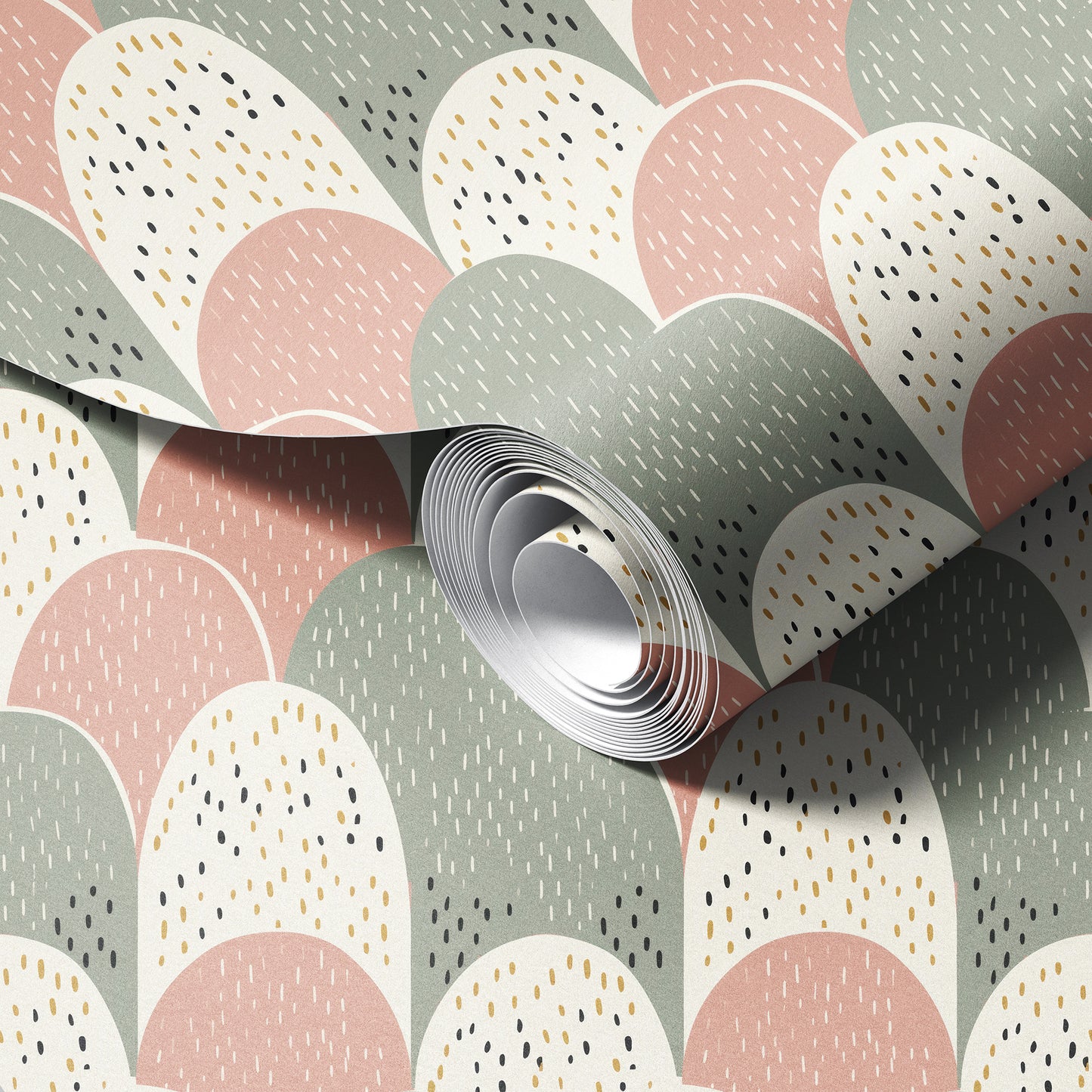 Geometric Boho Hills peel and stick wallpaper room mockup