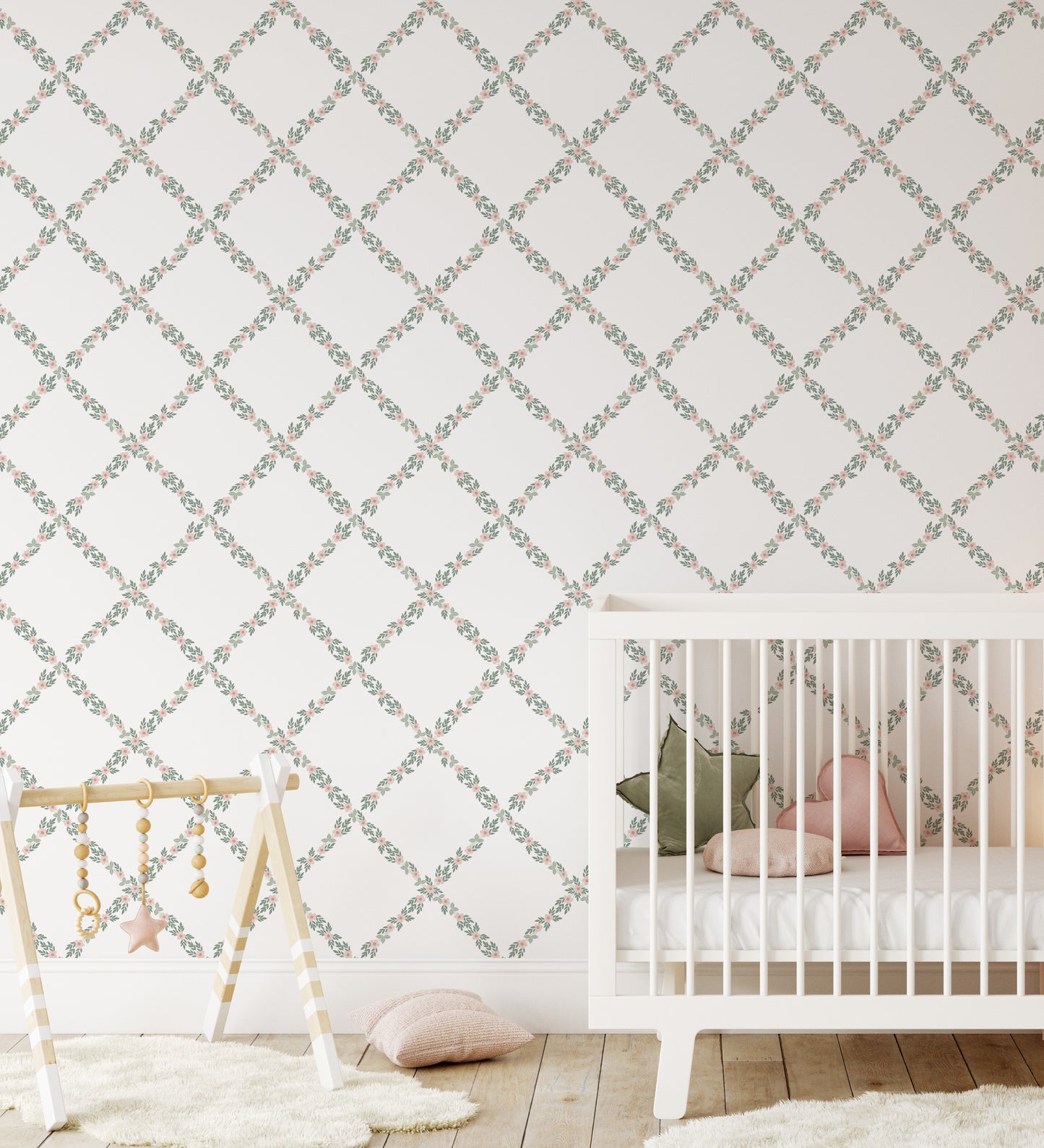Grandmillenial Floral Trellis Wallpaper