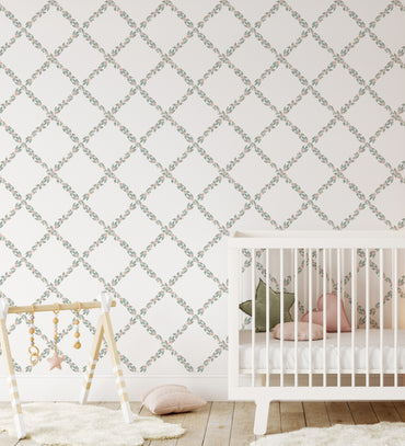Grandmillenial Floral Trellis Wallpaper