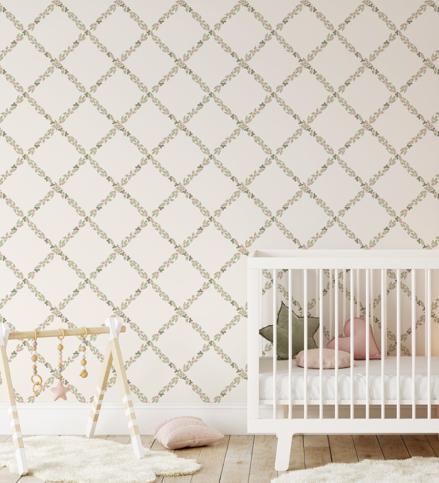 Grandmillenial Floral Trellis Wallpaper