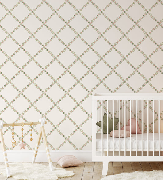 Grandmillenial Floral Trellis Wallpaper