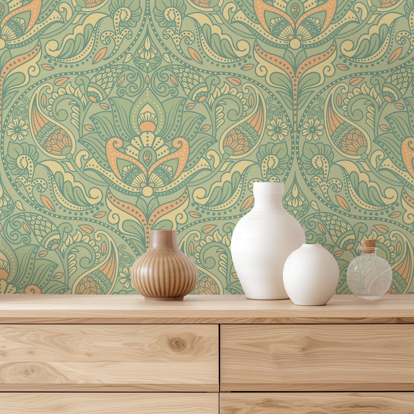 Green Paisley Wallpaper