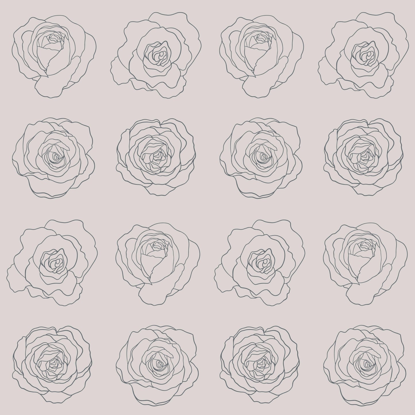 Greige Rose Line Art Wallpaper