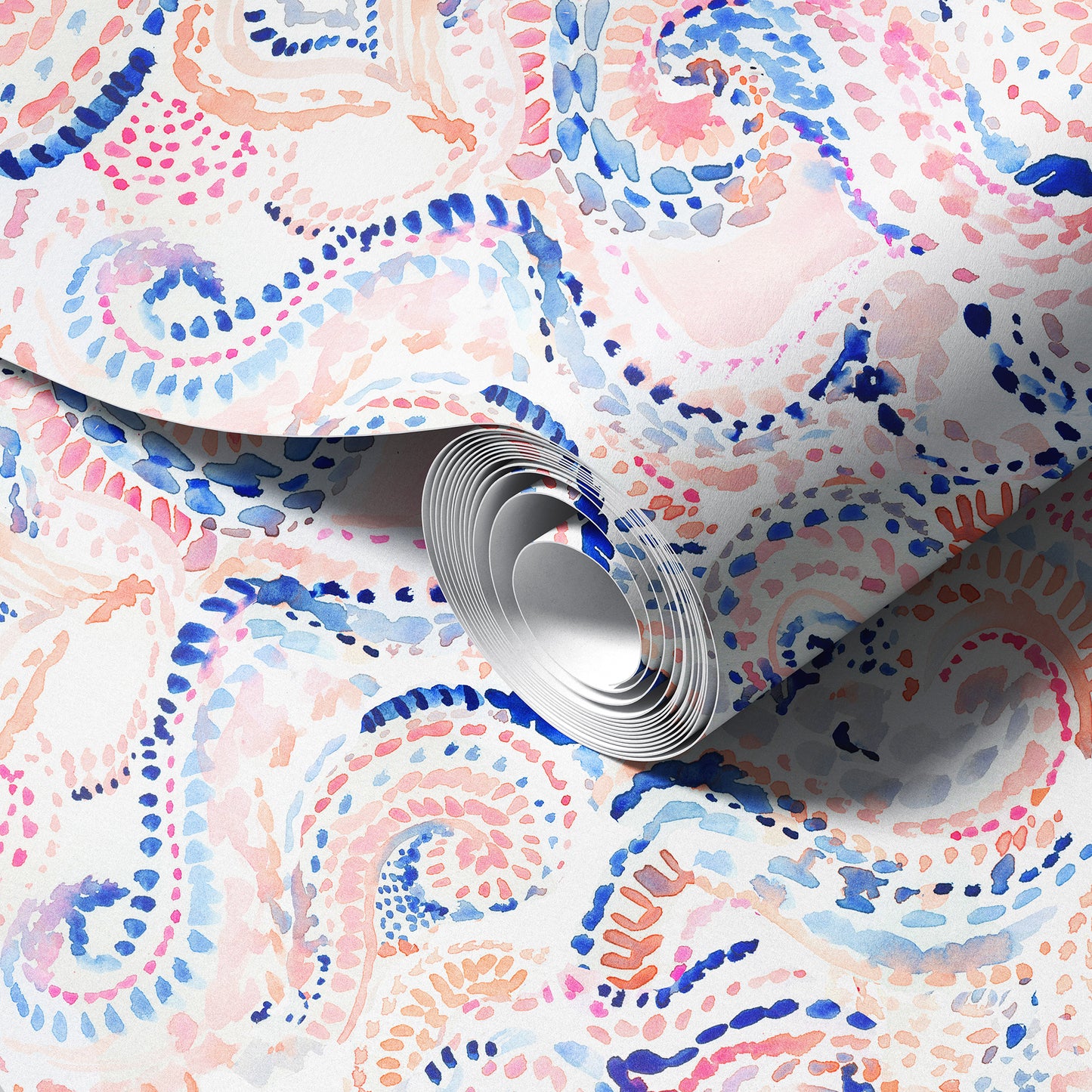 Ikat peel and stick wallpaper room mockup