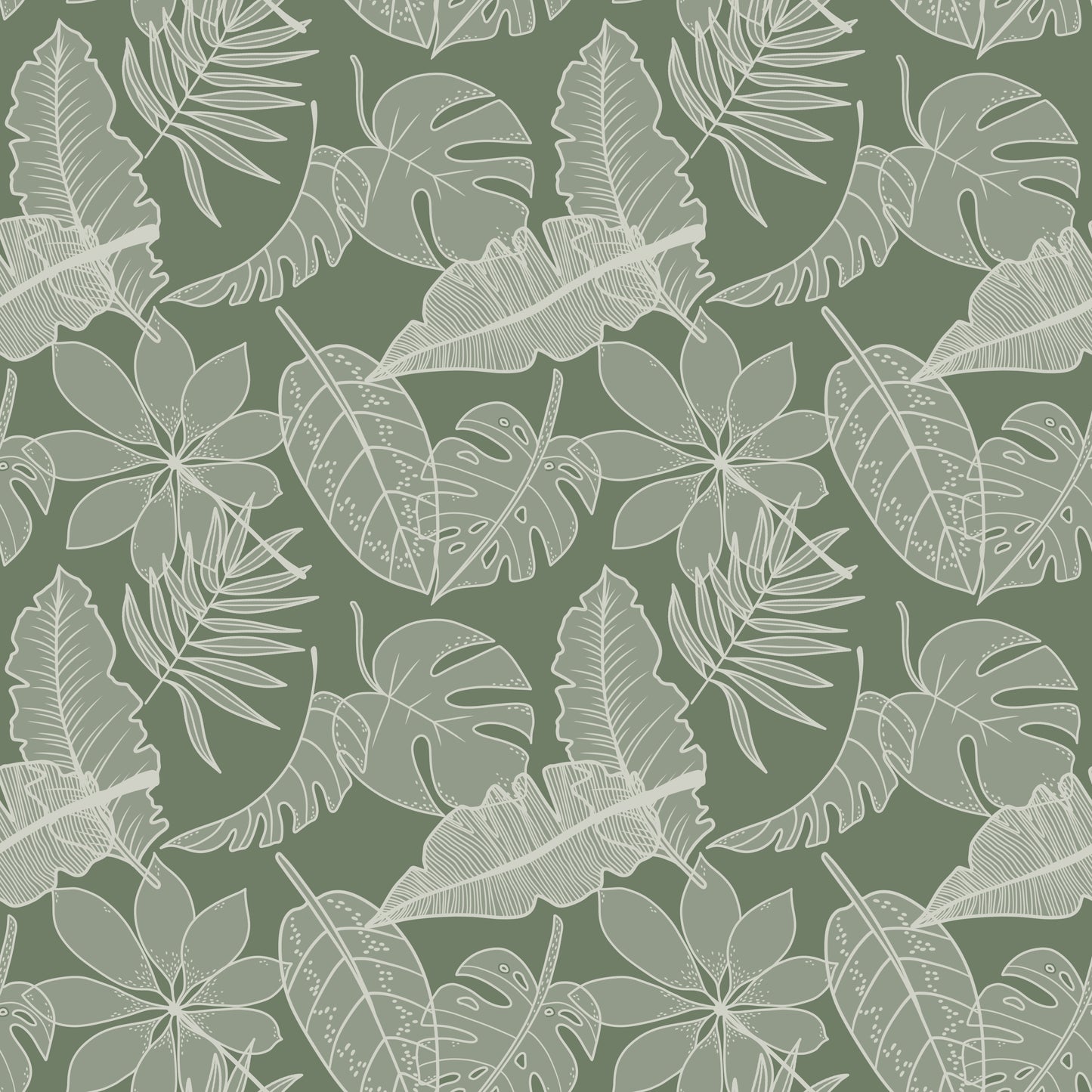 Hand Drawn Tropical Leaves Wallpaper